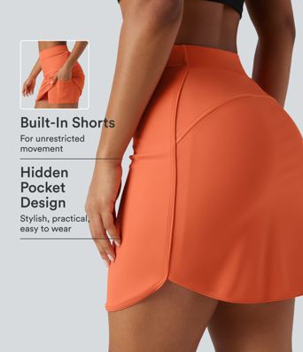 Jupe de golf mini 2-en-1 taille haute en SoftlyZero™ Airy à toucher frais avec poches