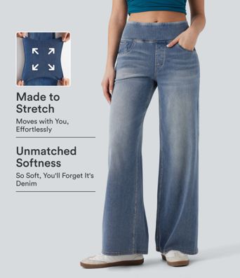 Halara Flex™ Mid Rise Tummy Control Casual Baggy Jeans with Pockets