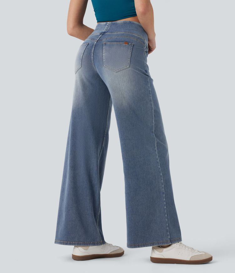Halara Flex™ Mid Rise Tummy Control Casual Baggy Jeans with Pockets