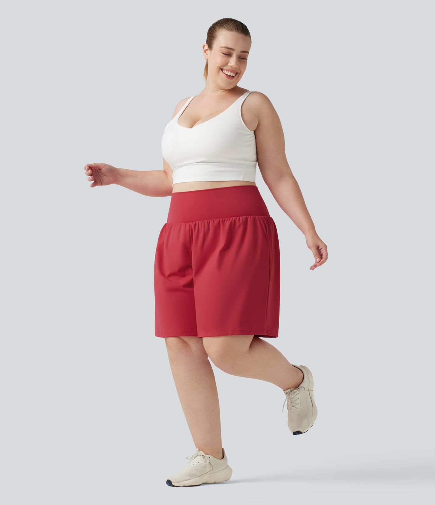 Plus Size SoftlyZero™ Airy Super High Waisted 2-in-1 Cool Touch Yoga Shorts 9'' with Pockets Plus Size SoftlyZero™ Airy Super High Waisted 2-in-1 Cool Touch Yoga Shorts 9'' with Pockets