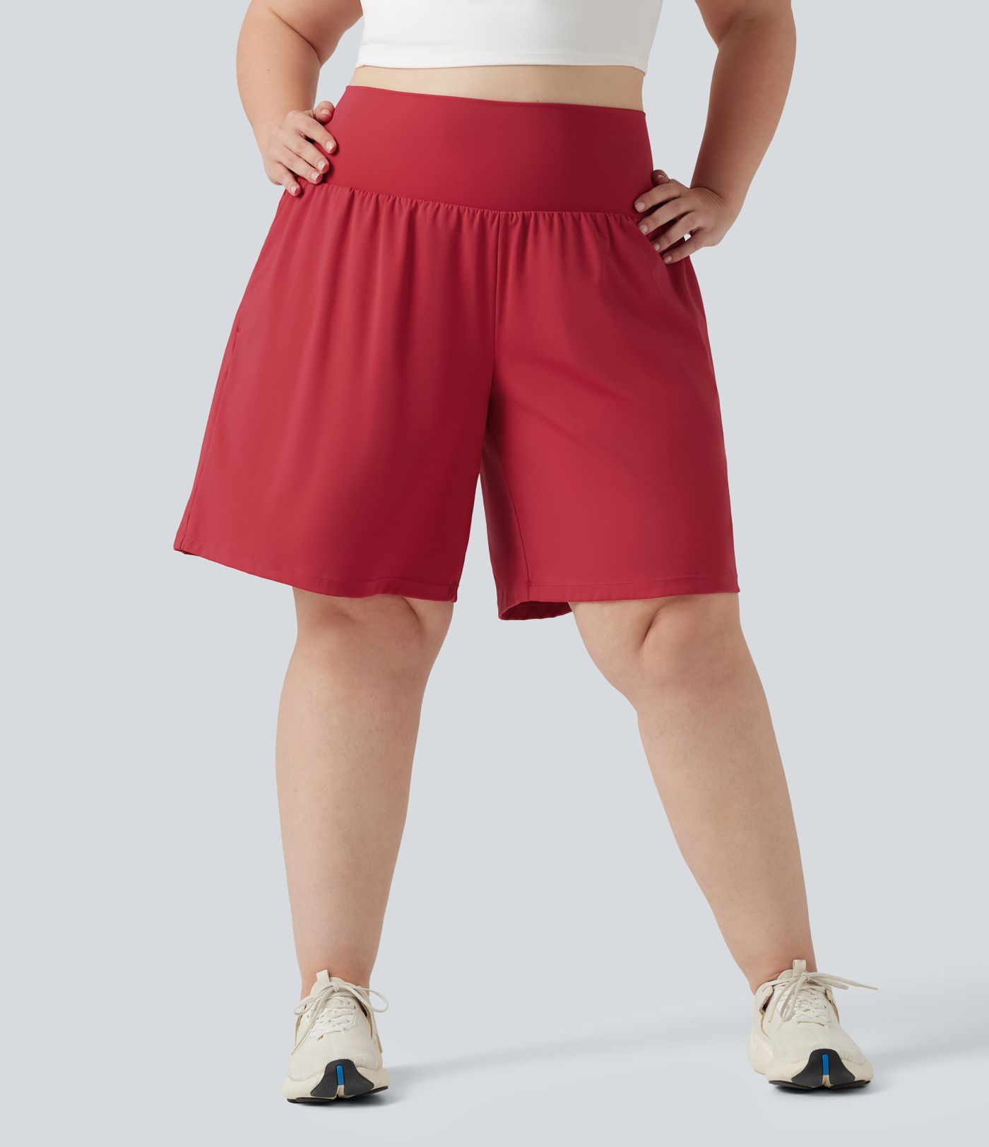 Plus Size SoftlyZero™ Airy Super High Waisted 2-in-1 Cool Touch Yoga Shorts 9'' with Pockets Plus Size SoftlyZero™ Airy Super High Waisted 2-in-1 Cool Touch Yoga Shorts 9'' with Pockets