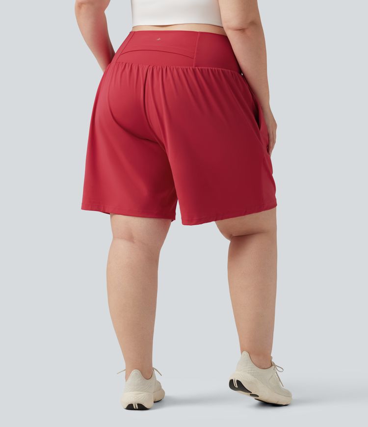Plus Size SoftlyZero™ Airy Super High Waisted 2-in-1 Cool Touch Yoga Shorts 9'' with Pockets Plus Size SoftlyZero™ Airy Super High Waisted 2-in-1 Cool Touch Yoga Shorts 9'' with Pockets