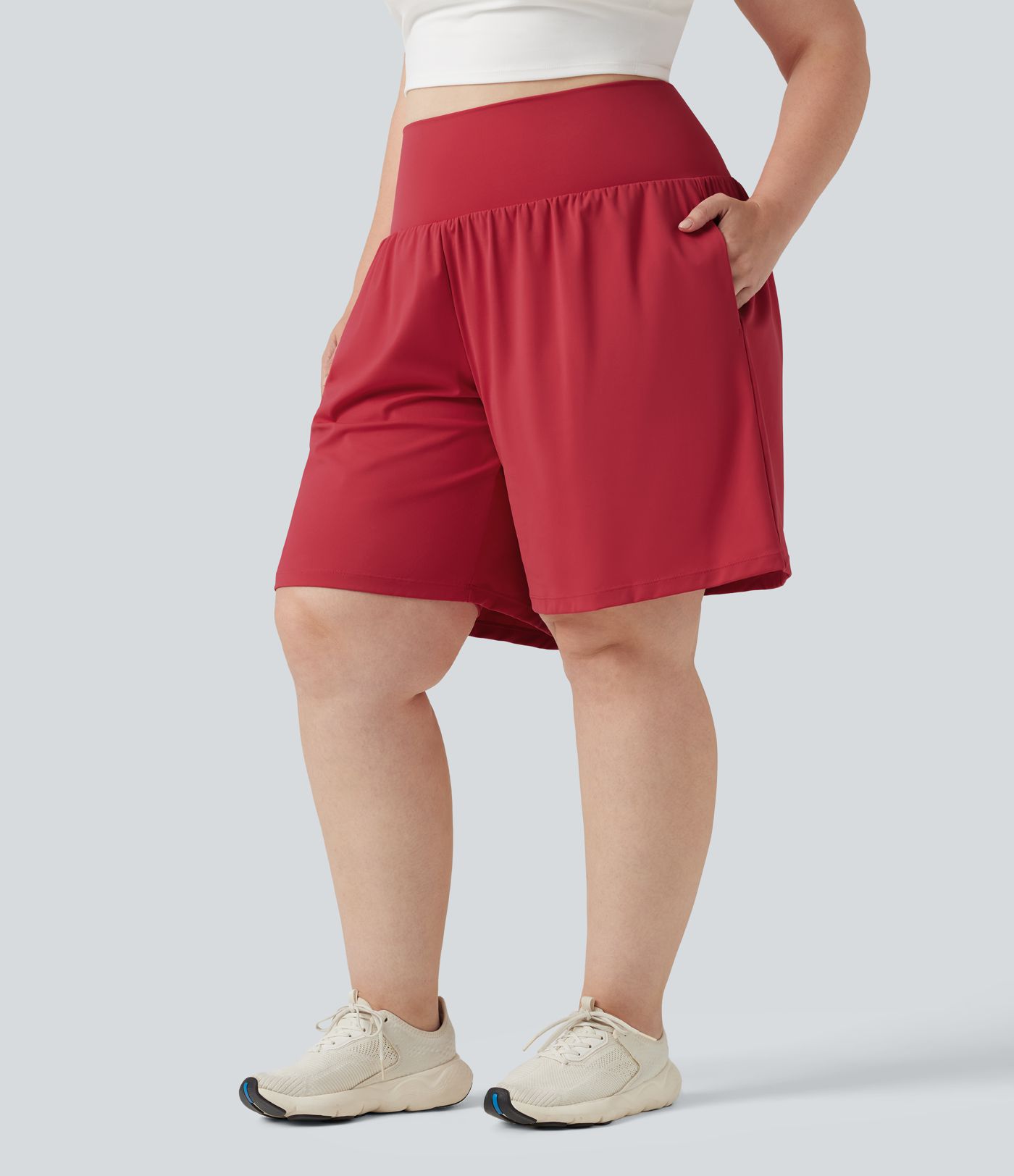 Plus Size SoftlyZero™ Airy Super High Waisted 2-in-1 InstantCool Yoga Shorts 9'' with Pockets Plus Size SoftlyZero™ Airy Super High Waisted 2-in-1 InstantCool Yoga Shorts 9'' with Pockets