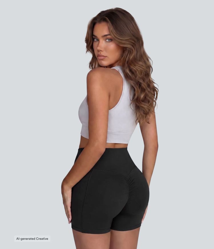 Short cycliste 12,5 cm d'entraînement gainant galbant taille haute avec effet scrunch et poches Halara UltraSculpt™ Short cycliste 12,5 cm d'entraînement gainant galbant taille haute avec effet scrunch et poches Halara UltraSculpt™