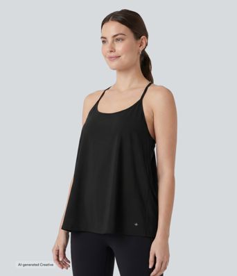 SoftlyZero™ Luftiges Halter-Top mit Drapierung, InstantCool - Yoga-Sporttop für Cups DD-F, UPF50+ SoftlyZero™ Luftiges Halter-Top mit Drapierung, InstantCool - Yoga-Sporttop für Cups DD-F, UPF50+