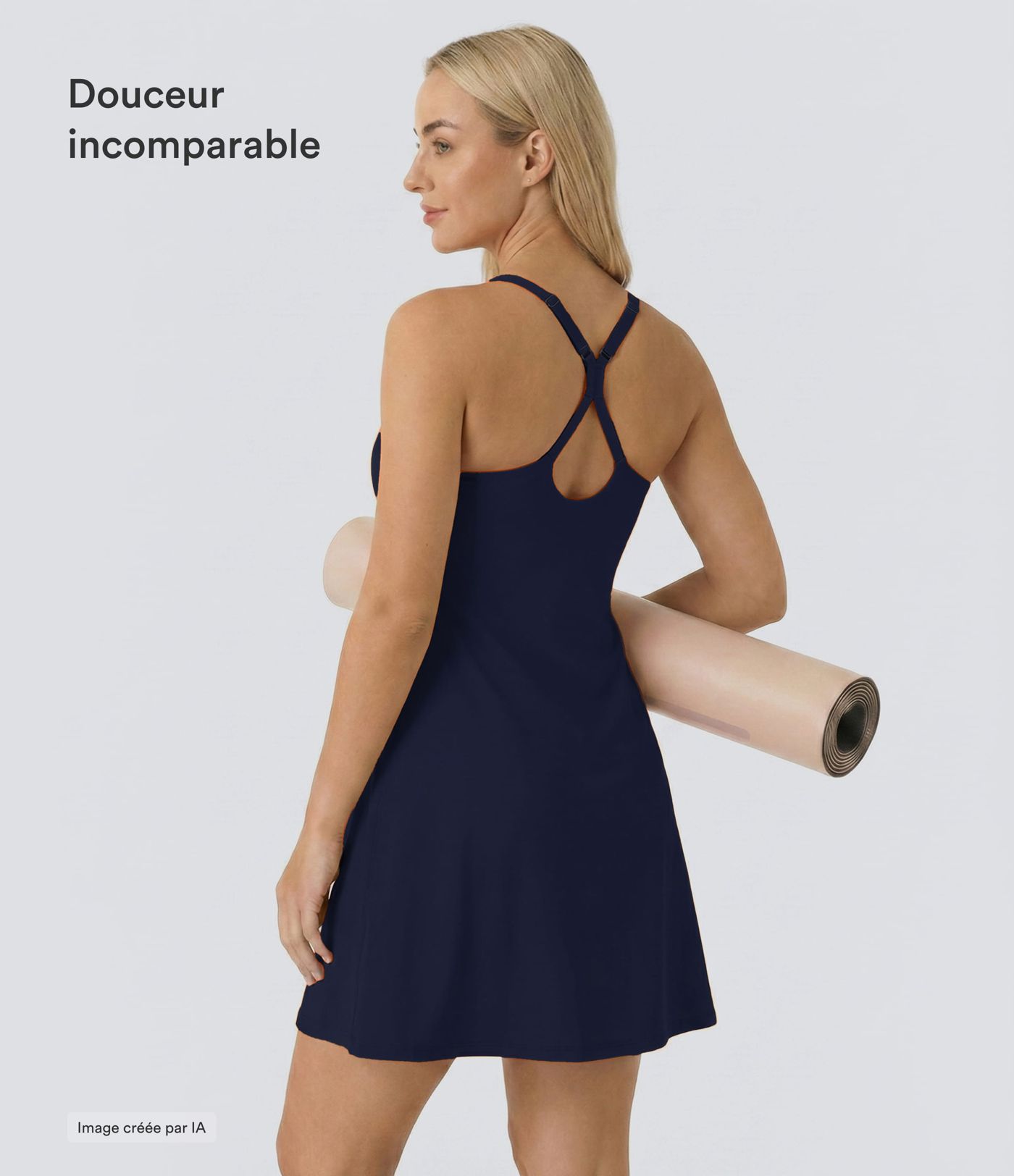 Softlyzero™ Airy Robe Sport de Yoga Plus Longue Dos Nu Découp Bretelles Réglables et Poches