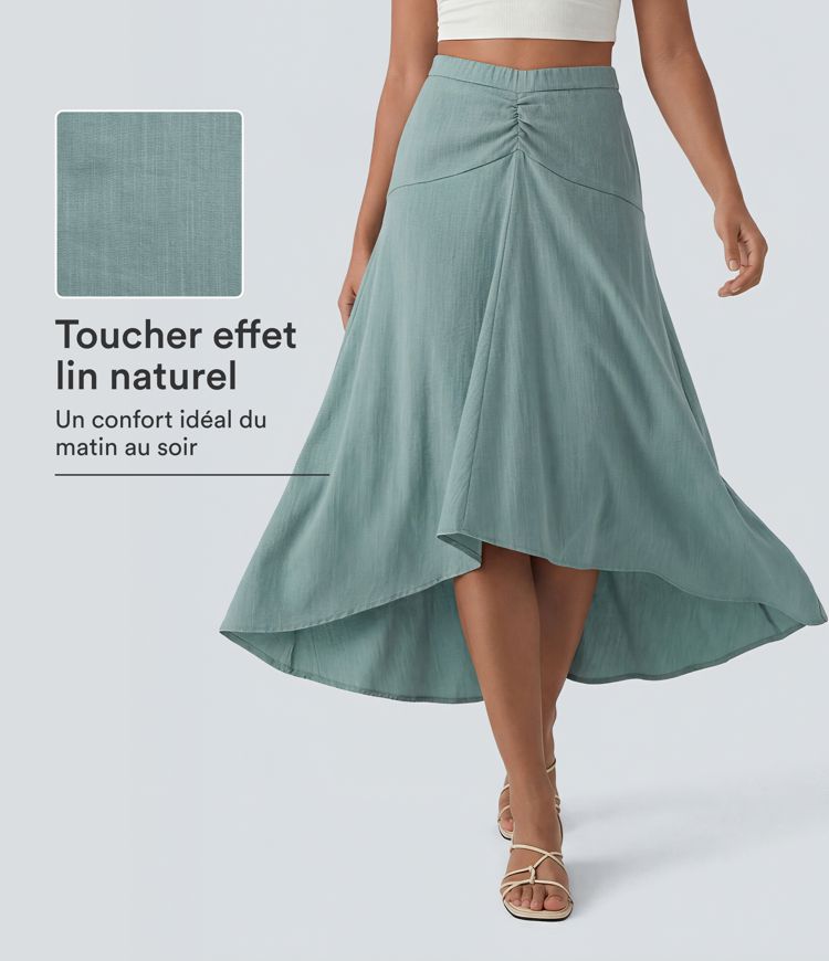 Jupe longue taille haute ourlet asymétrique aspect lin Jupe longue taille haute ourlet asymétrique aspect lin