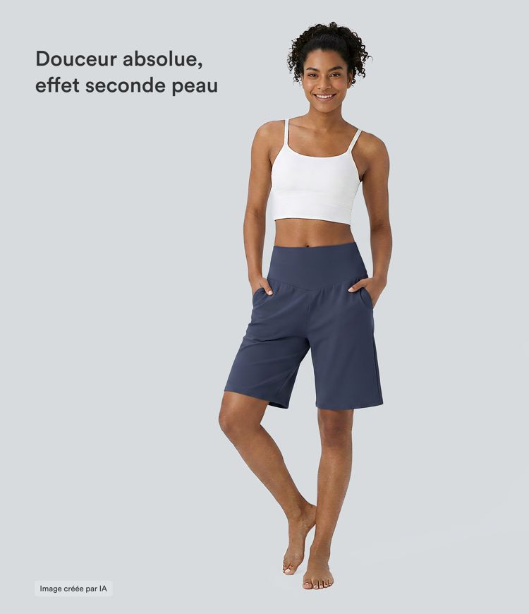 Softlyzero™ Airy Bermuda de yoga taille haute avec poches multiples et toucher frais