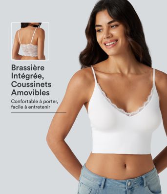 Brassière de sport décontractée OneForm Seamless Flow à maintien léger et dentelle contrastée Brassière de sport décontractée OneForm Seamless Flow à maintien léger et dentelle contrastée