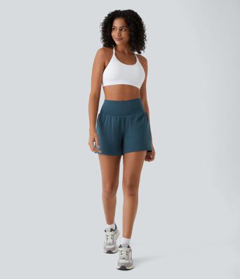 Short yoga 2-en-1 SoftlyZero™ aérien taille super haute toucher frais 12,5 cm avec poches - Longueur extended