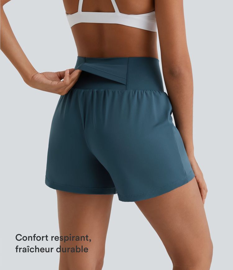 Short yoga 2-en-1 SoftlyZero™ aérien taille super haute toucher frais 12,5 cm avec poches - Longueur extended
