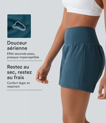 Short yoga 2-en-1 SoftlyZero™ aérien taille super haute toucher frais 12,5 cm avec poches - Longueur extended