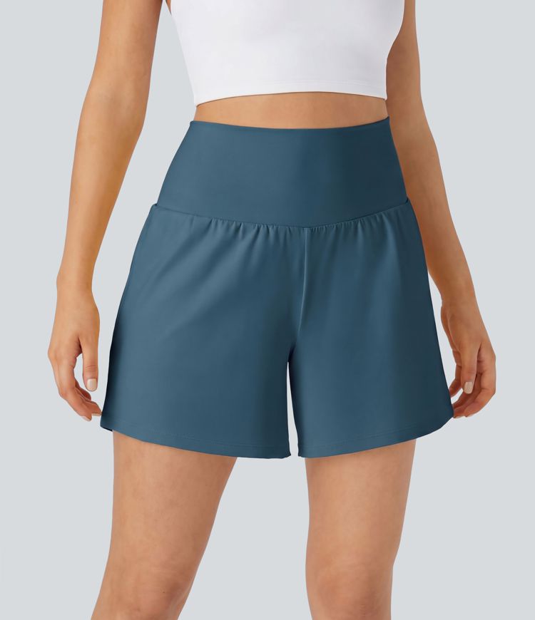 Short yoga 2-en-1 SoftlyZero™ aérien taille super haute toucher frais 12,5 cm avec poches - Longueur extended