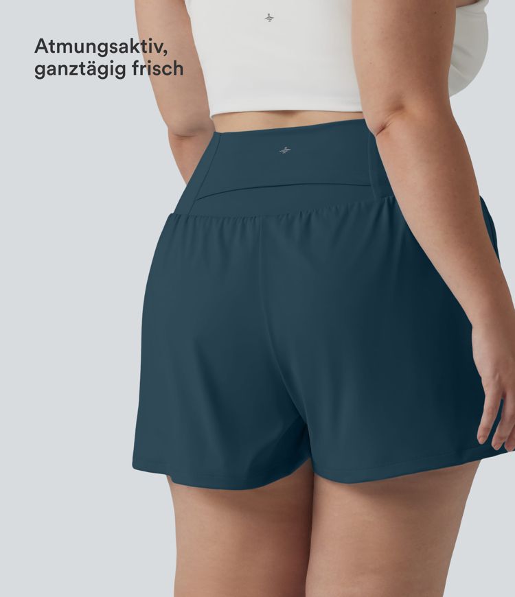 Short de yoga taille très haute avec poches 2-en-1 pour grandes tailles - Longueur plus longue 4'' Short de yoga taille très haute avec poches 2-en-1 pour grandes tailles - Longueur plus longue 4''