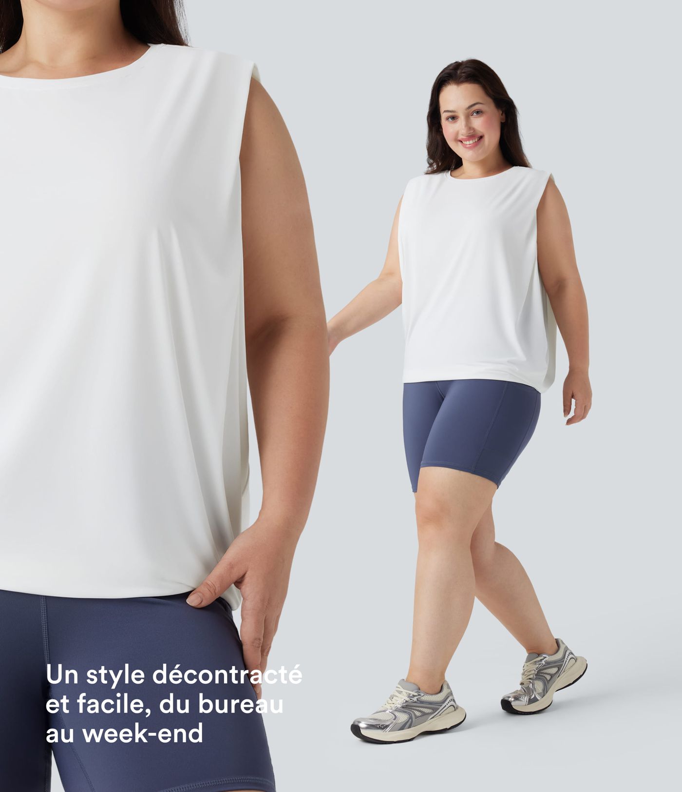 Débardeur yoga grande taille col rond Cool Touch - UPF50+ Débardeur yoga grande taille col rond Cool Touch - UPF50+