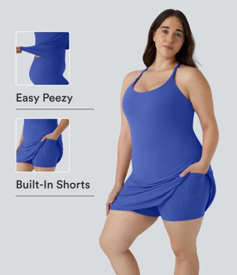 Everyday SoftlyZero™ Plush Backless 2-in-1 Flare Workout Plus Size Dress-Wannabe-Easy Peezy Everyday SoftlyZero™ Plush Backless 2-in-1 Flare Workout Plus Size Dress-Wannabe-Easy Peezy