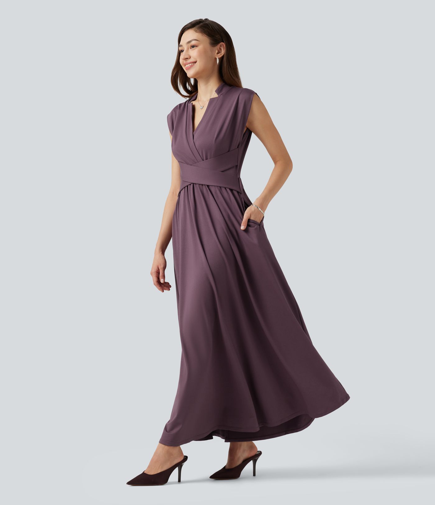 work dresses flowy Work Dresses for Women Long Sleeve Elegant Church Dresses Crewneck Button Front Slit Midi Dress Blazer Dress Black L