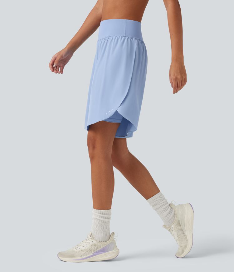 SoftlyZero™ - 2-in-1 Lauf-Shorts mit hohem Bund, Seitentaschen, Bauchkontrolle, reflektierenden Punkten und Crossover-Saum - schnelltrocknend, 22,9 cm SoftlyZero™ - 2-in-1 Lauf-Shorts mit hohem Bund, Seitentaschen, Bauchkontrolle, reflektierenden Punkten und Crossover-Saum - schnelltrocknend, 22,9 cm