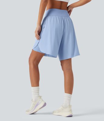 Short de course 2 en 1 SoftlyZero™ QuickDry taille haute, effet ventre plat, pois réfléchissants, ourlet croisé, 23 cm, avec poches Short de course 2 en 1 SoftlyZero™ QuickDry taille haute, effet ventre plat, pois réfléchissants, ourlet croisé, 23 cm, avec poches