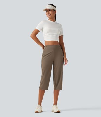 Mid Rise Quick Dry Capri Golf Pants with Pockets-UPF40+ Mid Rise Quick Dry Capri Golf Pants with Pockets-UPF40+
