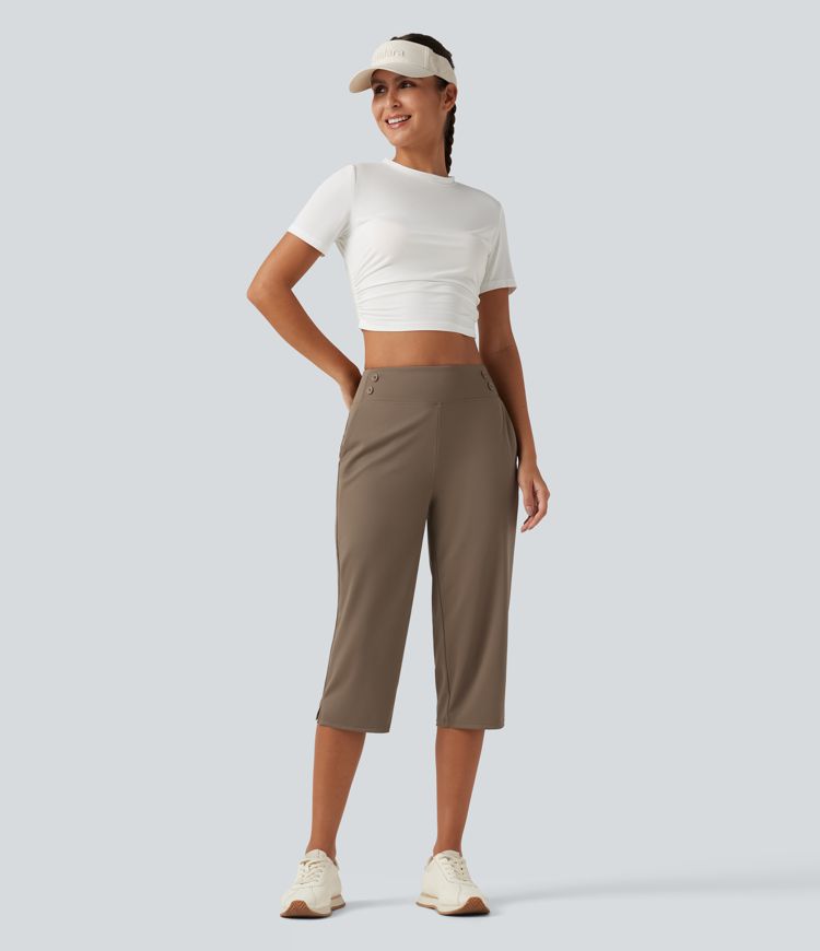 Mid Rise Quick Dry Capri Golf Pants with Pockets-UPF40+ Mid Rise Quick Dry Capri Golf Pants with Pockets-UPF40+