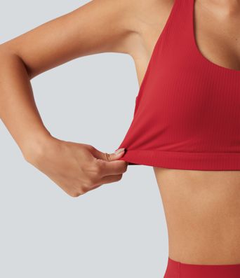 Halara UltraSculpt™ Ribbed Low Support Asymmetric Cut Out Built-in Bra Running Sports Bra Halara UltraSculpt™ Ribbed Low Support Asymmetric Cut Out Built-in Bra Running Sports Bra