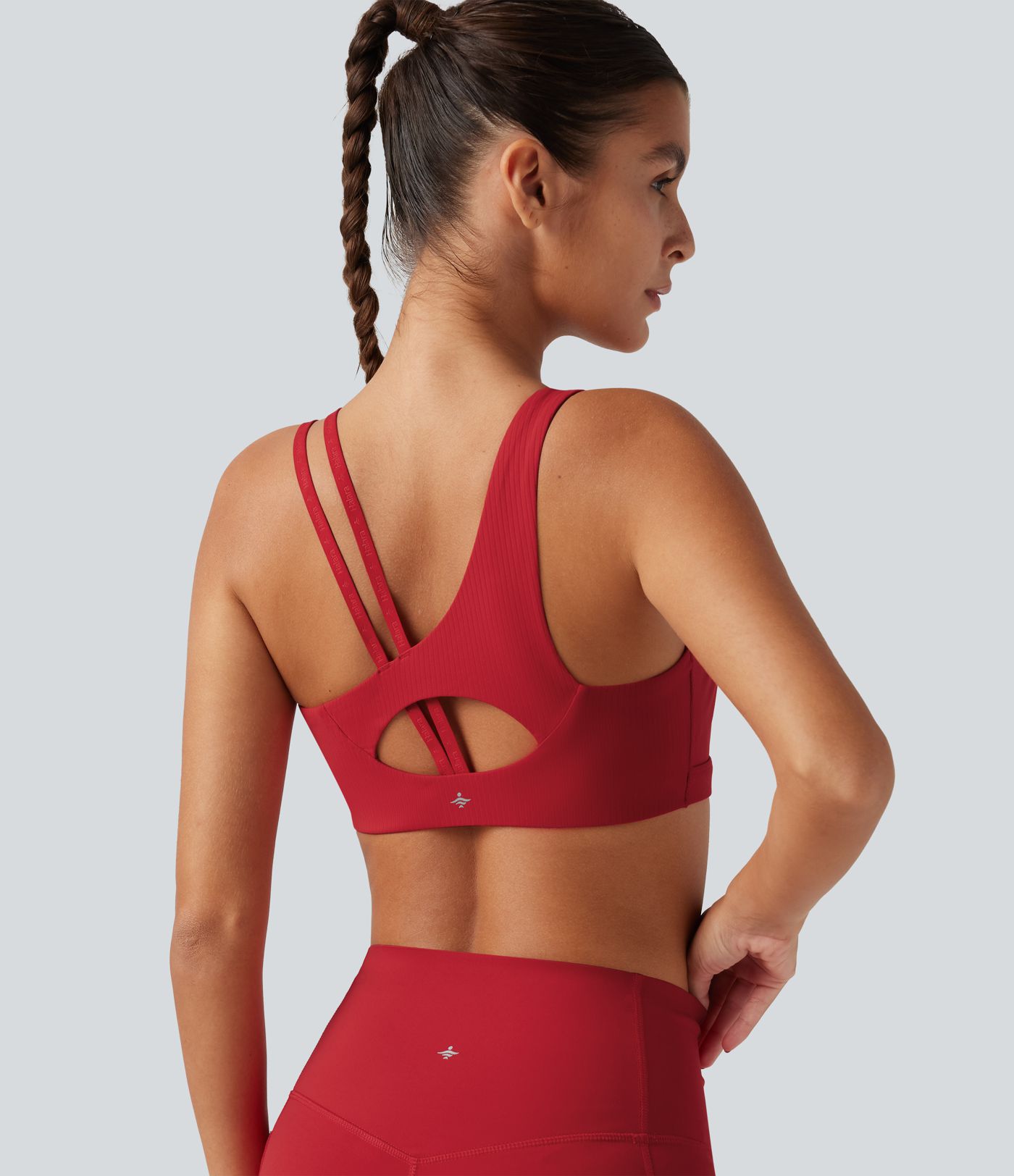 Halara UltraSculpt™ Ribbed Low Support Asymmetric Cut Out Built-in Bra Running Sports Bra Halara UltraSculpt™ Ribbed Low Support Asymmetric Cut Out Built-in Bra Running Sports Bra