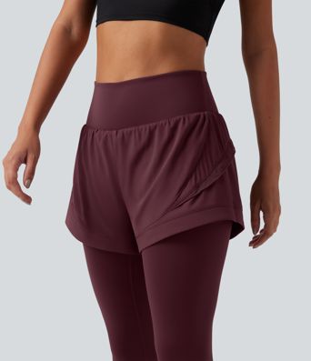 Breezeful™ High Waisted Tummy Control 2-in-1 Quick Dry Running Trousers with Pockets