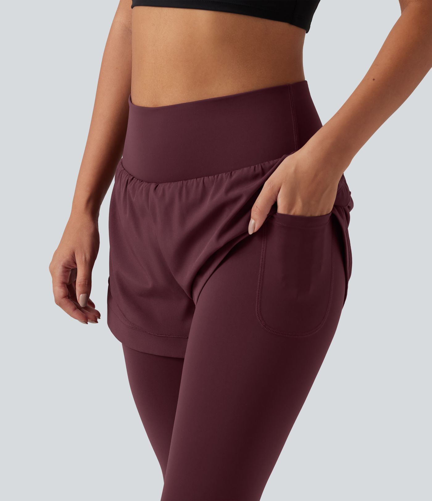 Breezeful™ High Waisted Tummy Control 2-in-1 Quick Dry Running Trousers with Pockets