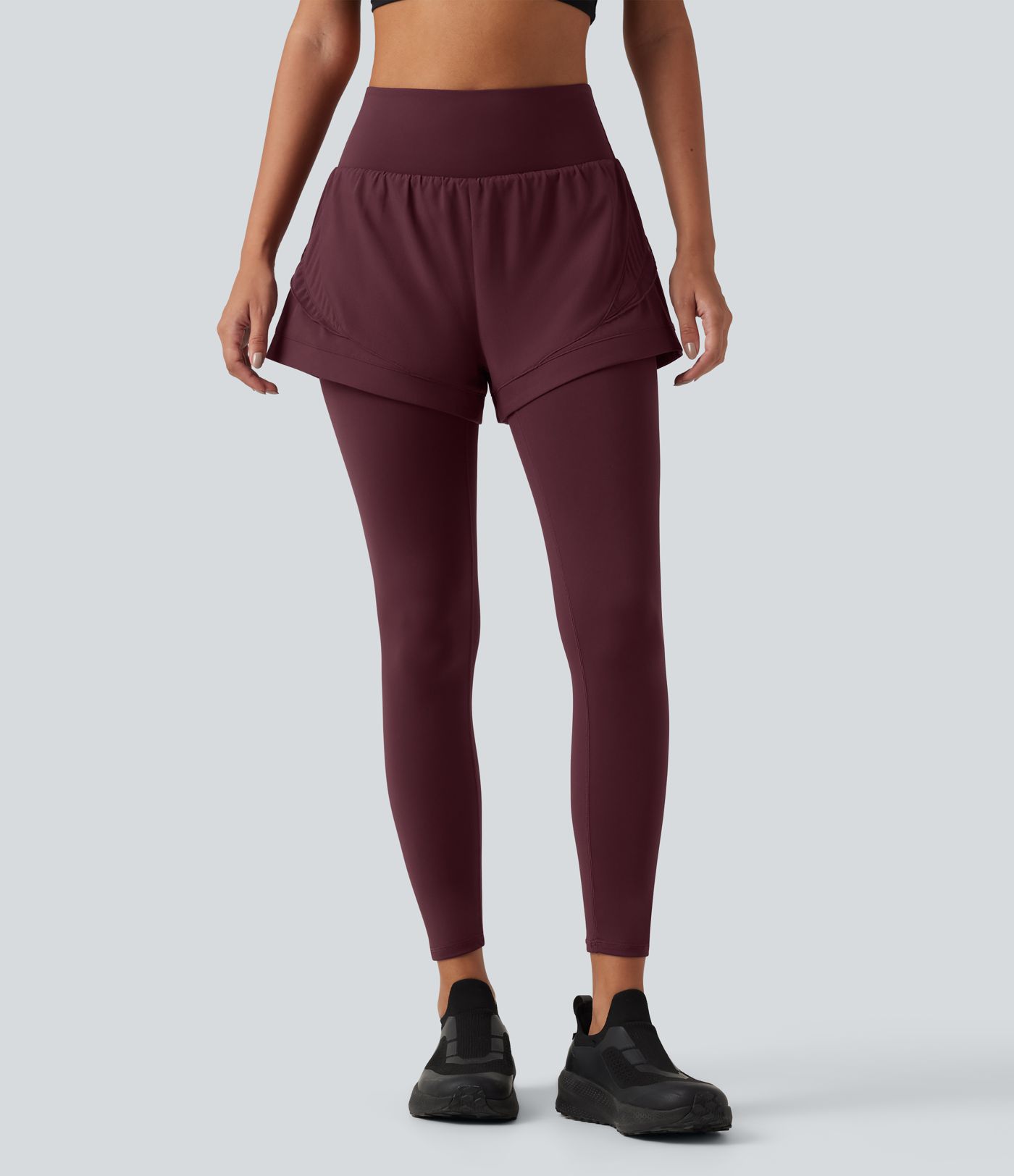 Breezeful™ High Waisted Tummy Control 2-in-1 Quick Dry Running Trousers with Pockets