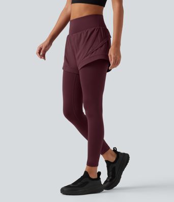Breezeful™ High Waisted Tummy Control 2-in-1 Quick Dry Running Pants with Pockets