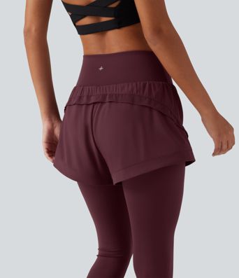 Breezeful™ High Waisted Tummy Control 2-in-1 Quick Dry Running Trousers with Pockets