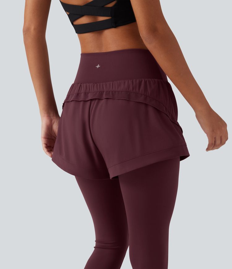 Breezeful™ High Waisted Tummy Control 2-in-1 Quick Dry Running Trousers with Pockets