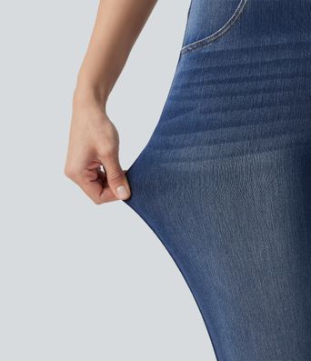 Halara Flex™ High Waisted Stripe Skinny Washed Casual Jeans with Pockets Halara Flex™ High Waisted Stripe Skinny Washed Casual Jeans with Pockets