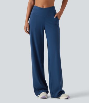 Pantalon de yoga Halara UltraSculpt™ taille haute, coupe droite et croisée, avec poches Pantalon de yoga Halara UltraSculpt™ taille haute, coupe droite et croisée, avec poches