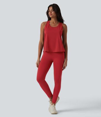 SoftlyZero™ Airy Racerback Contrast Lace InstantCool Workout Tank Top-UPF50+