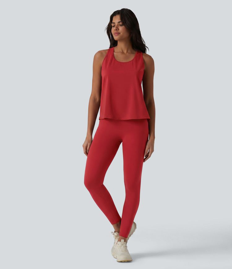 SoftlyZero™ Airy Racerback Contrast Lace InstantCool Workout Tank Top-UPF50+
