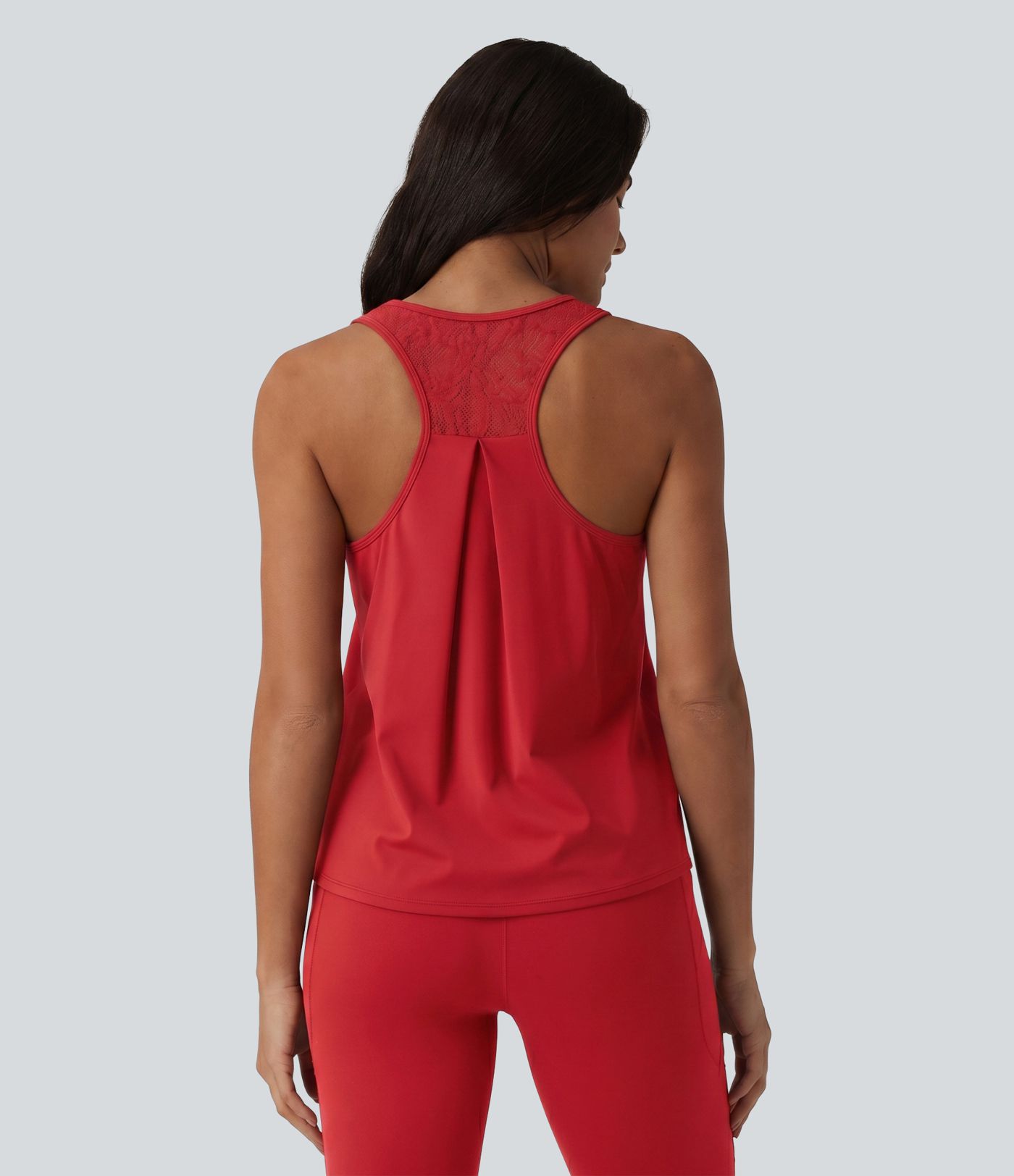 SoftlyZero™ Airy Racerback Contrast Lace InstantCool Workout Tank Top-UPF50+
