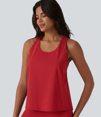 SoftlyZero™ Airy Racerback Contrast Lace InstantCool Workout Tank Top-UPF50+