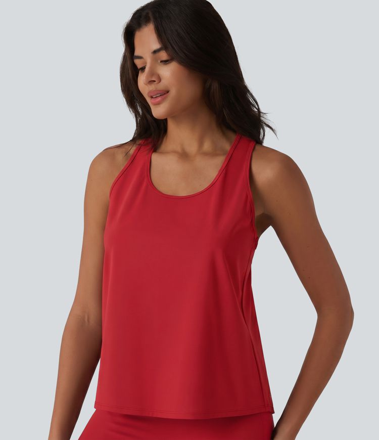 SoftlyZero™ Airy Racerback Contrast Lace InstantCool Workout Tank Top-UPF50+