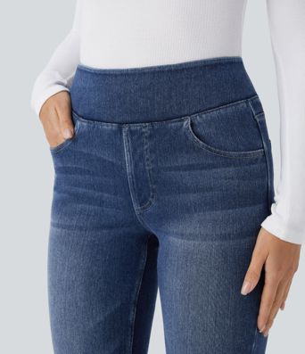 Halara Flex™ Denim Heat - Gewaschene Bootcut-Jeans aus Denim mit hohem Bund und Seitentaschen