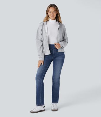 Halara Flex™ Denim Heat - Gewaschene Bootcut-Jeans aus Denim mit hohem Bund und Seitentaschen