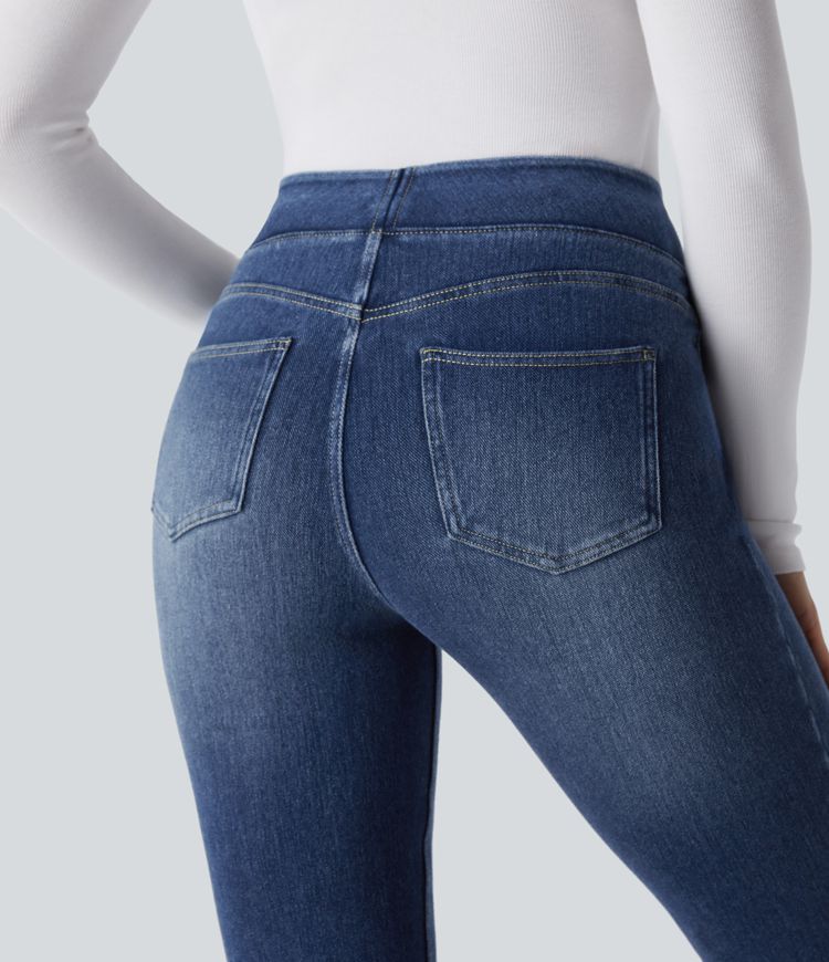 Halara Flex™ Denim Heat - Gewaschene Bootcut-Jeans aus Denim mit hohem Bund und Seitentaschen