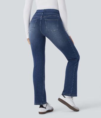 Halara Flex™ Denim Heat - Gewaschene Bootcut-Jeans aus Denim mit hohem Bund und Seitentaschen