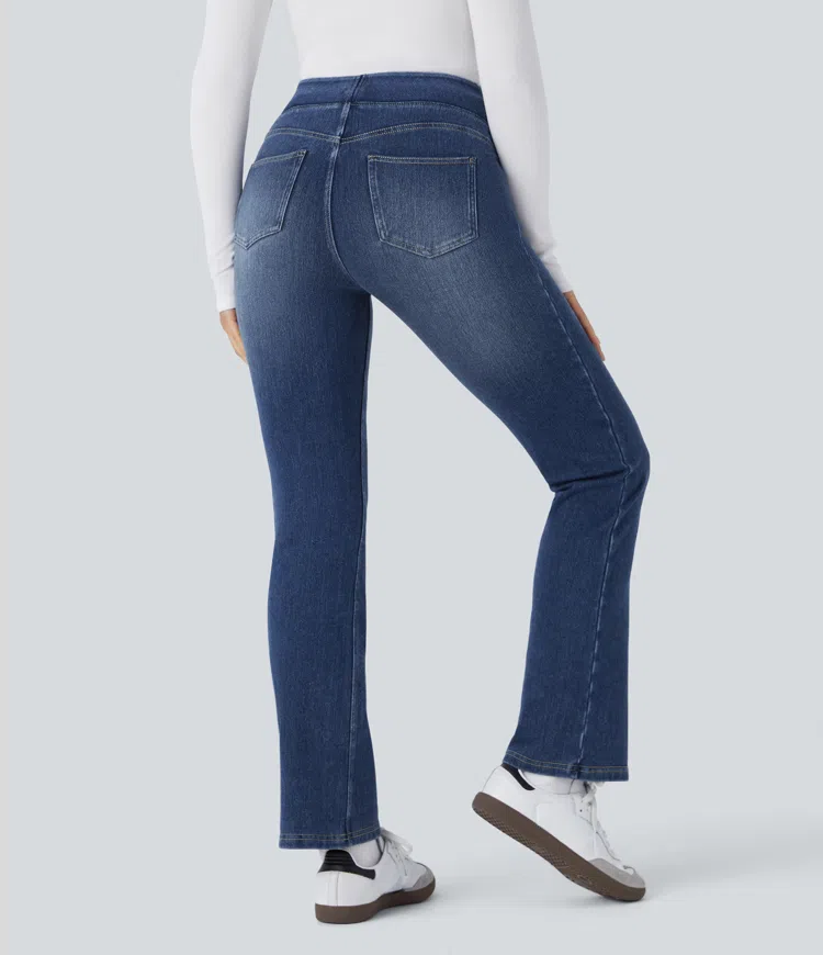 Halara Flex™ Denim Heat High Waisted Pockets Washed Casual Bootcut Jeans