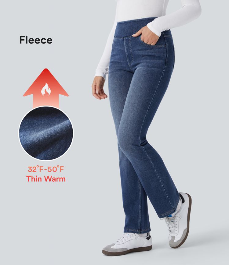 Halara Flex™ Denim Heat - Gewaschene Bootcut-Jeans aus Denim mit hohem Bund und Seitentaschen