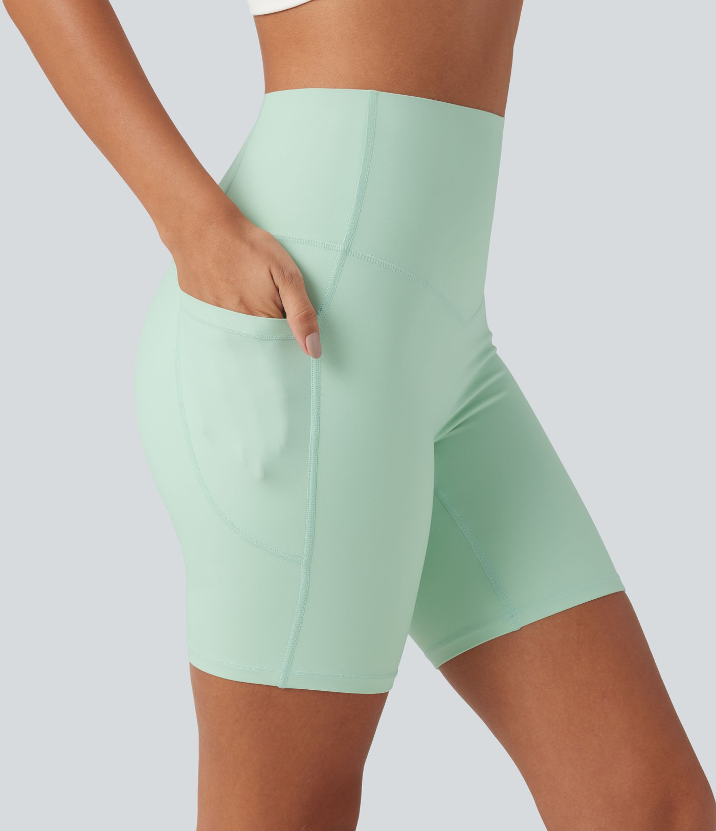 Halara UltraSculpt™ High Waisted Tummy Control Shaping Training Biker Shorts 7'' with Pockets