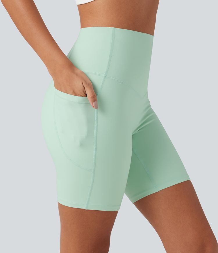 Halara UltraSculpt™ High Waisted Tummy Control Shaping Training Biker Shorts 7'' with Pockets
