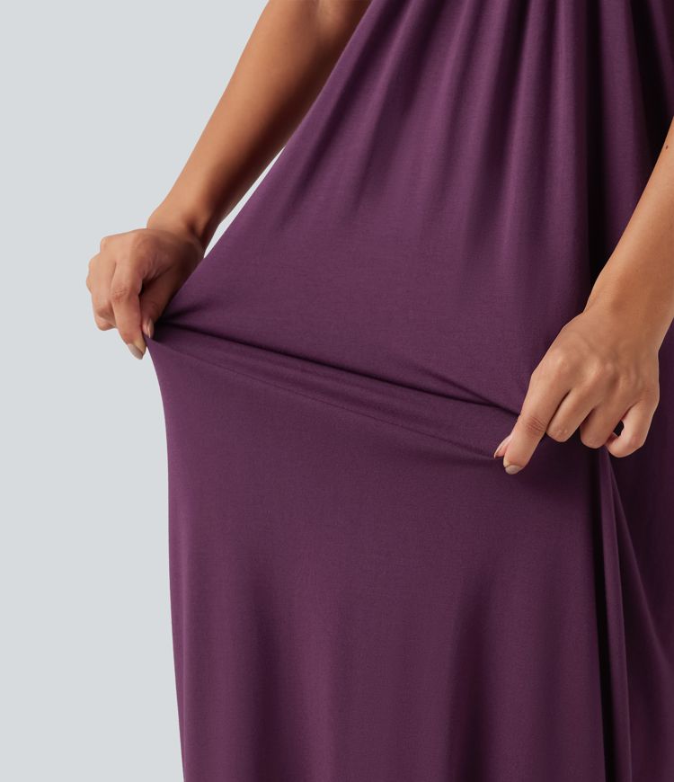 Robe longue dos-nu à nouer avec soutien-gorge intégré et poches, bonnets DD à F Robe longue dos-nu à nouer avec soutien-gorge intégré et poches, bonnets DD à F