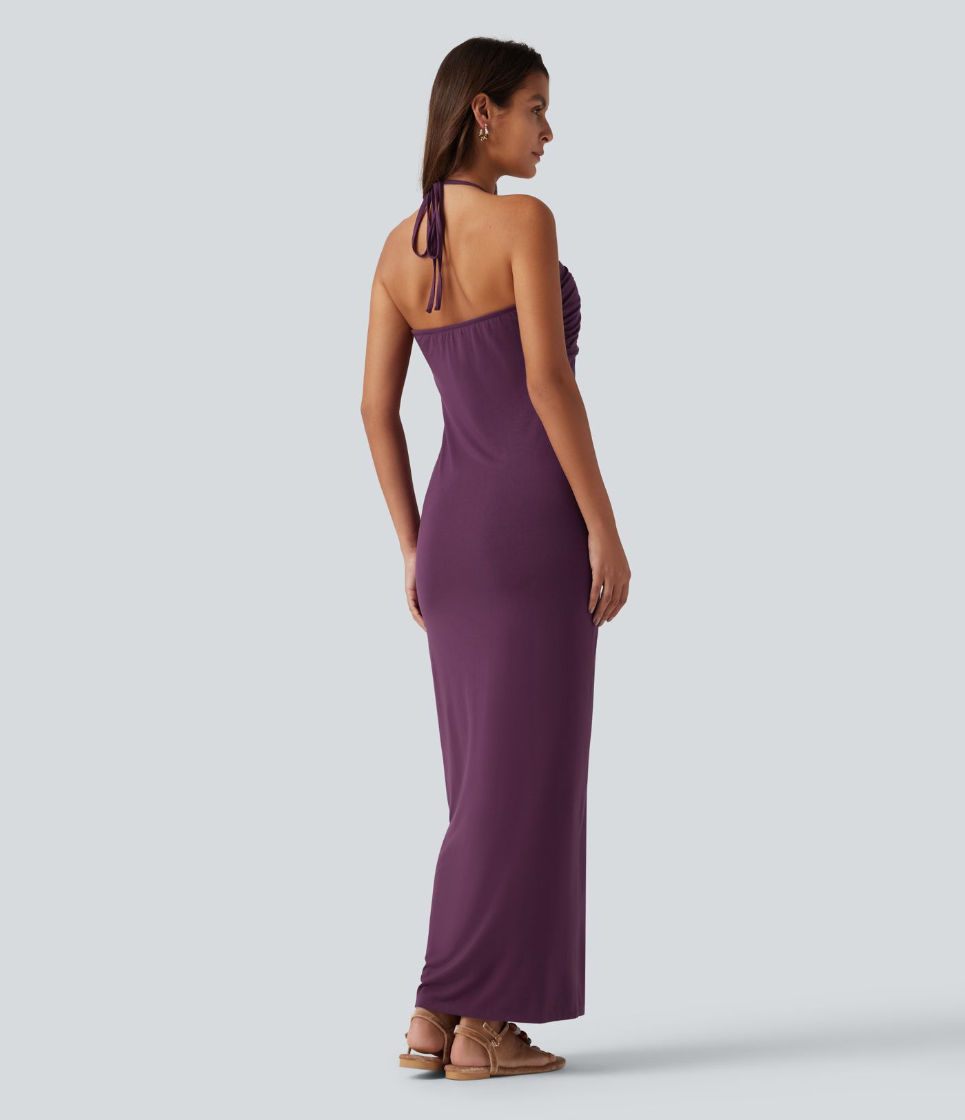 Robe longue dos-nu à nouer avec soutien-gorge intégré et poches, bonnets DD à F Robe longue dos-nu à nouer avec soutien-gorge intégré et poches, bonnets DD à F